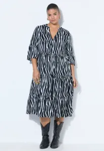 Платье миди с зебровым принтом и выкройкой. Studio Untold, Black