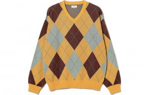 Трикотажный джемпер мужской с V-образным вырезом Moderate Others Beams, оранжевый