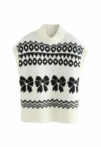 Топ Next REGULAR FIT, Black White Bow Fairisle Pattern/Black