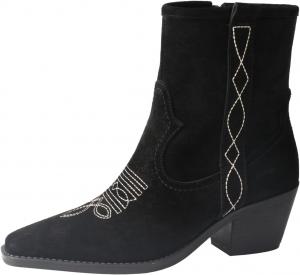 Ботинки TMA EYES Women's Low-Heeled Pointy Ankle Western Boots With Side Zipper, Black