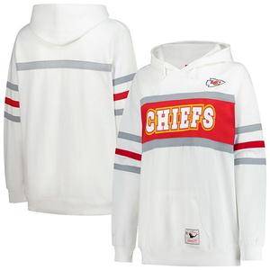 Женский белый свитшот Kansas City Chiefs plus size с капюшоном в стиле ретро Mitchell & Ness