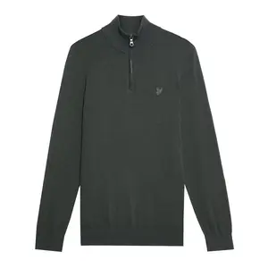 Свитер Lyle & Scott Tonal Eagle Marino half zip, серый
