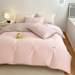 Antarctic Комплект постельного белья из 5 предметов (простыня на резинке, пододеяльник, 2 наволочки), цвет Light Pink + Bean Paste, хлопок, вес одеяла 2 кг