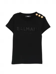Футболка с пуговицами Balmain Kids, черный