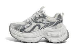 HUANQIU Износостойкие дышащие низкие кроссовки для увеличения роста, женские, белые, серебристые