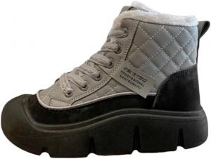 Женские модные ботильоны на шнуровке с толстой подошвой, теплые и удобные повседневные обувь с искусственным плюшевым утеплителем. Подходят для осени и зимы. SPKFHD, Grey