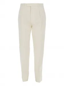 Плиссированные брюки Zegna, кремовый