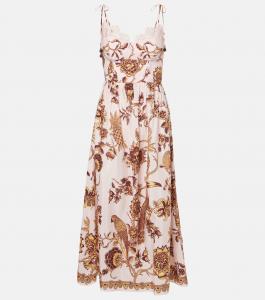 Платье миди Tropical Landing из хлопковой смеси Farm Rio, Tropical Landing Pink