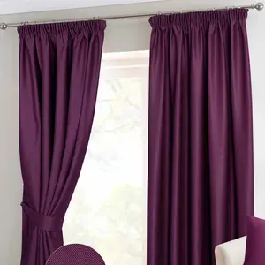 Плотные шторы HOMESCAPES со сборчатой лентой, шеврон, баклажановый, 2 шт., 182 x 165 см Homescapes