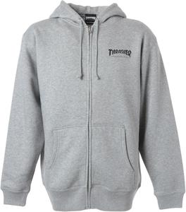 Мужская толстовка Thrasher TH96604 на молнии с капюшоном (логотип бренда), классическая модель, серый