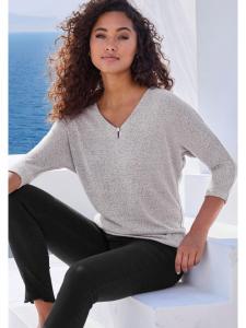 Рубашка с рукавами 3/4 серебристо-серого цвета LASCANA