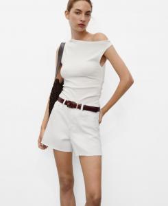 Женские джинсовые шорты с рваным краем MANGO, White