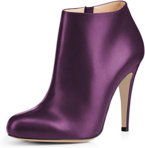 FSJ модные женские ботильоны на каблуке, модный миндальный носок, ботинки до щиколотки, удобная обувь, боковая молния, размер США 37-48, Dunkelviolett/Polyurethan