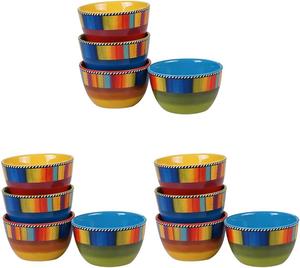 Certified International Sierra 13,3 см миска для мороженого/десерта, набор из 4 шт (упаковка из 3 наборов), ассорти дизайнов, мультиколор