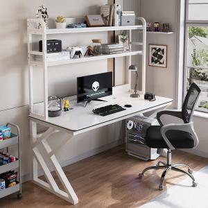 Компьютерный стол Xinmeikai 120x60 см с полкой, белая рама + белый полосатый