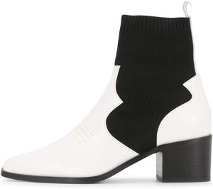 Женские стильные ботильоны YDN на низком массивном каблуке с эластичными вставками, квадратным носком и удобной посадкой, осенне-зимняя обувь, White
