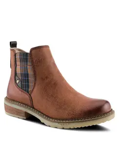 Нониа ботинки в стиле Chelsea с клетчатой эластичной вставкой и амортизирующей подошвой Spring Step, коричневый