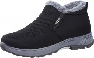 Мужские зимние теплые снежные ботинки, повседневные легкие зимние туфли с искусственным мехом и термоизоляцией, с поддержкой свода стопы, водонепроницаемые походные ботинки на себя Generic, Black