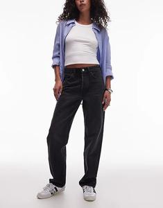 Джинсы Topshop Kort прямого кроя с высокой талией, черного цвета