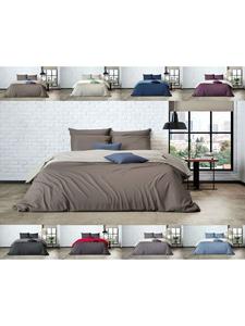 Двустороннее постельное белье Mistral из перкаля бежевого/хаки цвета Mistral Home, 240x220 (2x 80x80 см)