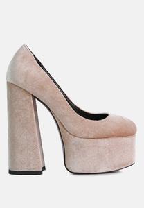 Старинные бархатные туфли на платформе с ретро-каблуком London Rag, бежевый