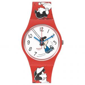 SWATCH Часы с кварцевым механизмом унисекс 41 мм белый циферблат корпус из биоматериала ремешок из силикона