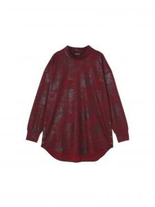 TORNADO MART∴Kasuri Foil High Neck Long Top