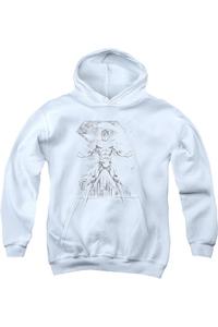 Супермен Супер Скетч молодежная толстовка с капюшоном Gildan, белый