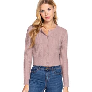 Кардиган с вязкой косой и круглым вырезом TRUEDAMES, бежевый