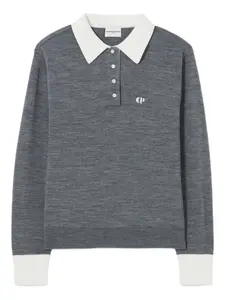Рубашка поло с длинными рукавами и вышитым логотипом Claudie Pierlot, серый