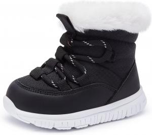 Сапожки BMCiTYBM для девочек и мальчиков, зимние утепленные мехом, для малышей (новорожденные/младенцы/дети младшего возраста), 3-Black