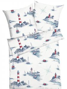 Kaeppel Постельное белье из жатой ткани синего цвета