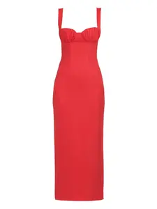 Платье миди со сборками Rowen Rose, красный