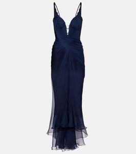 Шелковое платье Corinna с драпировкой Maria Lucia Hohan, темно-синий