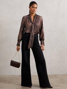 Топ Naomi с анималистичным принтом Reiss, Brown