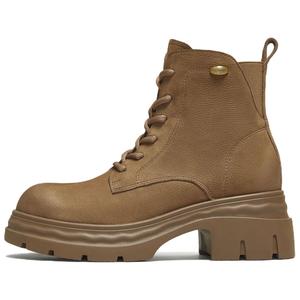 TATA Короткие мартинсы на среднем каблуке коричневые без подкладки, цвет Brown (Unlined)