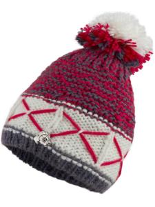 Шапка Guggen Mountain Mütze K013 Wintermütze mit Bommel und leichtem Fleecefutter, красный