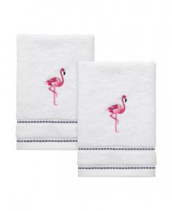 Набор из двух полотенец для рук с рисунком Фламинго в полоску, размер 11 x 18 дюймов IZOD, White