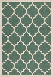 Ковер SAFAVIEH, 61 x 110 см, Washable Rug Outdoor Courtyard Collection - , Dark Green & Beige, не линяет и легко чистится, идеален для патио, входной двери, прихожей, придверный ковер (CY6914-322)