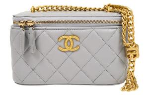 Сумка-коробка из овчины, косметичка, сумка через плечо, кроссбоди женская серая CHANEL