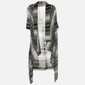 424 Кардиган Marina Rinaldi из эластичной люрексовой вязки в разноцветную полоску