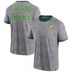 Мужская классическая футболка с логотипом Heather Grey Oregon Ducks Stack Ringer Fanatics