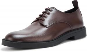 BOSS Мужские туфли Calev Derby из кожи Oxford Flat, Cappuccino Brown