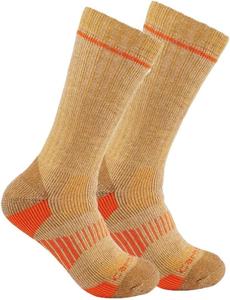 Carhartt мужские SB2072M носки Midweight Synthetic-Wool Blend Boot, 2 пары, Khaki