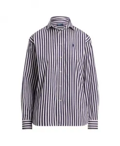 Свободная полосатая хлопковая рубашка Ralph Lauren, фиолетовый