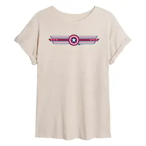 Футболка оверсайз с принтом щита Капитана Америка для подростков Marvel, бежевый