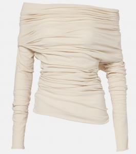 Облегающий топ с открытыми плечами из хлопковой смеси Entire Studios, Stone