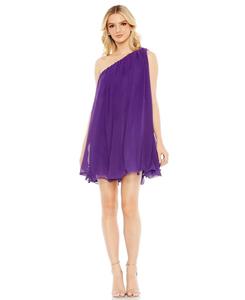 Женское мини-платье из шифона с одним открытым плечом Mac Duggal, Purple