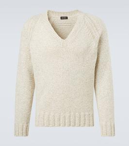 Кашемировый и шерстяной свитер Zegna, Light Taupe And White