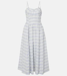 Платье миди Kittiya из хлопка в мелкую клетку Simkhai, Periwinkle Sky Multi